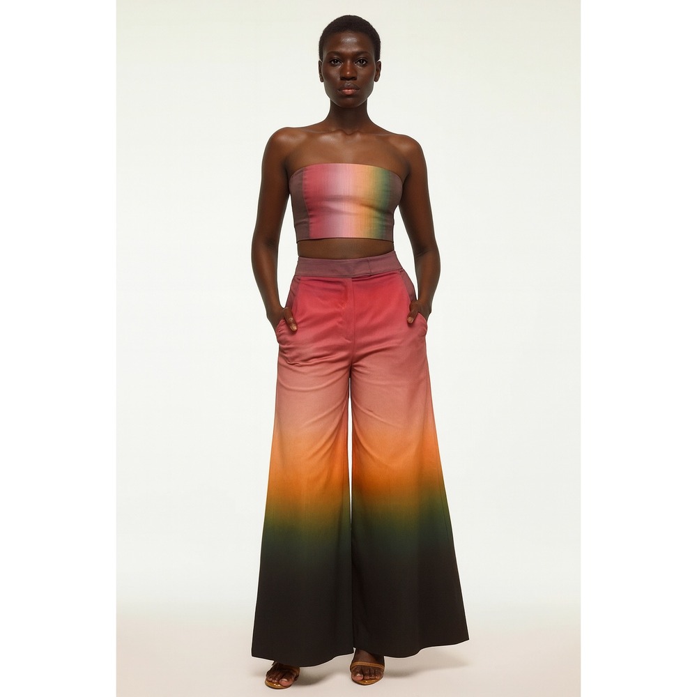 MISA Los Angeles Ombre Wide Leg‎ Pants Women's Size M Pink Orange Green